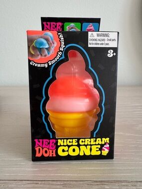 Needoh Nice Cream Cone Squishy Toy - Orange and Yellow